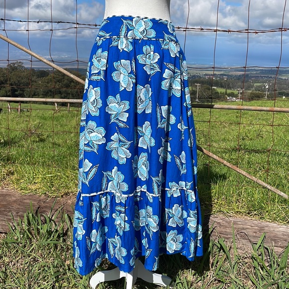 Anthropologie Maeve Alyssa MIDI Blue Floral Skirt 8 - Picture 4 of 16